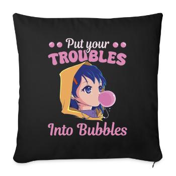 Candy Bubblegum Women Troubles Into Bubbles - Housse de coussin décorative 45 x 45 cm - noir - Devant