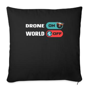 Drone Quadricoptère Drone On World Off - Housse de coussin décorative 45 x 45 cm - noir - Devant