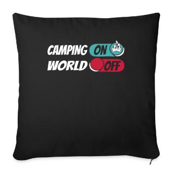 Tent Camping Camping Camping On World Off - Sofa pillowcase 17,3'' x 17,3'' (45 x 45 cm) - black - Front