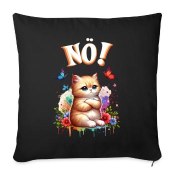 Chat drôle de dire non ! Pour les amoureux des chats - Housse de coussin décorative 45 x 45 cm - noir - Devant