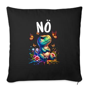 Dinosaurier Dinos Spruch Nö für Jungen und Mädchen - Sofakissenbezug 45 x 45 cm - Schwarz - Vorne