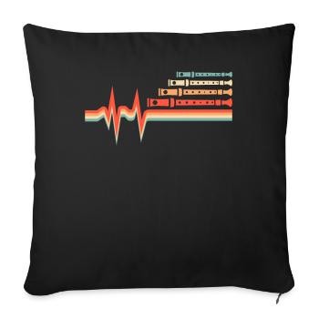 Flutist, Flute, ECG, Heartbeat - Sofa pillowcase 17,3'' x 17,3'' (45 x 45 cm) - black - Front