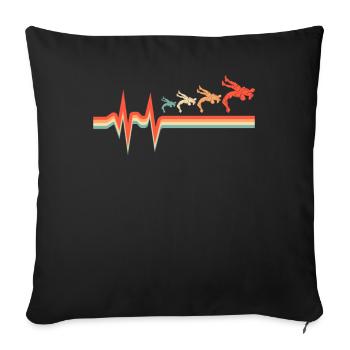 Lutteur Lutteur Ekg Heartbeat - Housse de coussin décorative 45 x 45 cm - noir - Devant