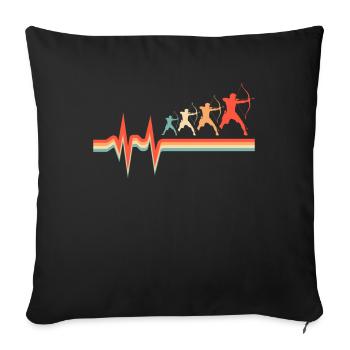Chasse à l’arc Chasseur à l’arc Ekg Battement de cœur - Housse de coussin décorative 45 x 45 cm - noir - Devant