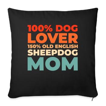 Old English Shepherd Bobtail - Sofa pillowcase 17,3'' x 17,3'' (45 x 45 cm) - black - Front