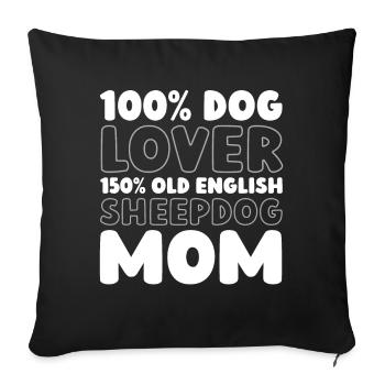 Old English Shepherd Bobtail - Sofa pillowcase 17,3'' x 17,3'' (45 x 45 cm) - black - Front