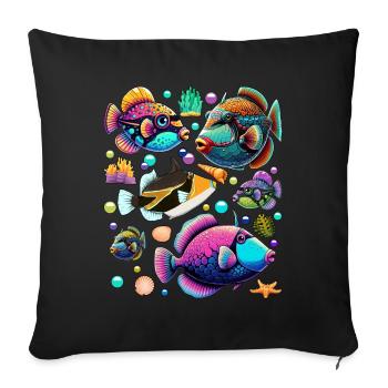 Humuhumunukunukuapua'a Hawaiianischer Riff-Drücker - Sofakissenbezug 45 x 45 cm - Schwarz - Vorne