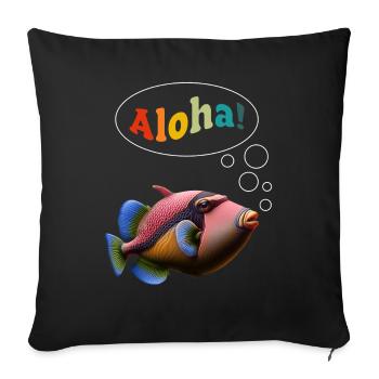Humuhumunukunukuapua’a Pousseur de récif hawaïen - Housse de coussin décorative 45 x 45 cm - noir - Devant