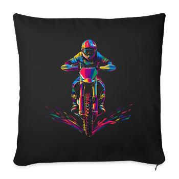 Dirt Bike Motocross Dirt Biking Biker Pop Art - Sofa pillowcase 17,3'' x 17,3'' (45 x 45 cm) - black - Front