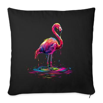 Flamant rose Pop Art - Housse de coussin décorative 45 x 45 cm - noir - Devant
