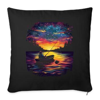 Fishing Fisherman Fisherman Pop Art - Sofa pillowcase 17,3'' x 17,3'' (45 x 45 cm) - black - Front