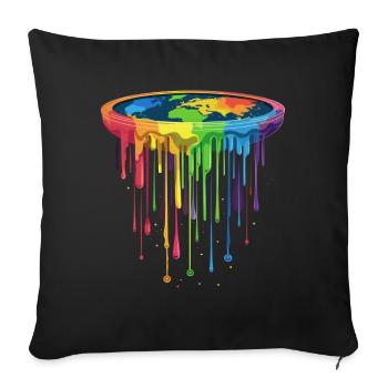 Flat Earth Conspiracy Theory Pop Art - Sofa pillowcase 17,3'' x 17,3'' (45 x 45 cm) - black - Front