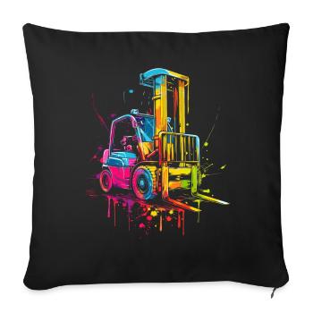 Forklift Driver Forklift Driver HEO Pop Art - Sofa pillowcase 17,3'' x 17,3'' (45 x 45 cm) - black - Front