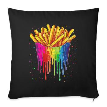 French Fries Potato Pop Art - Sofa pillowcase 17,3'' x 17,3'' (45 x 45 cm) - black - Front