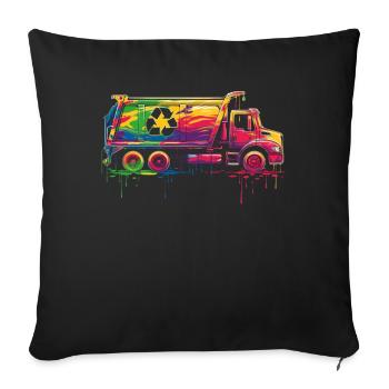 Garbage Trucker Recycling Garbage Truck Pop Art - Sofa pillowcase 17,3'' x 17,3'' (45 x 45 cm) - black - Front