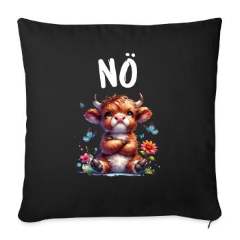 Highland Cow dit non pour les garçons et les filles - Housse de coussin décorative 45 x 45 cm - noir - Devant
