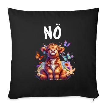Highland Cow dit non pour les garçons et les filles - Housse de coussin décorative 45 x 45 cm - noir - Devant