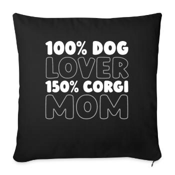 Corgi - Housse de coussin décorative 45 x 45 cm - noir - Devant