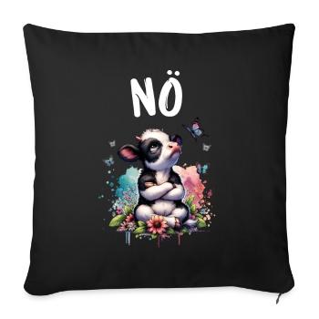 Cow Saying Nope for Boys and Girls - Sofa pillowcase 17,3'' x 17,3'' (45 x 45 cm) - black - Front