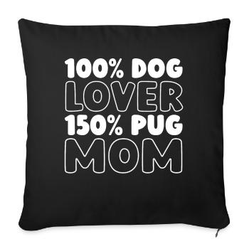 Pug Dog - Sofa pillowcase 17,3'' x 17,3'' (45 x 45 cm) - black - Front