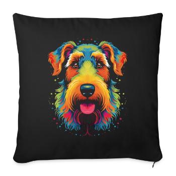 Airedale Terrier Dog Pop Art - Sofa pillowcase 17,3'' x 17,3'' (45 x 45 cm) - black - Front