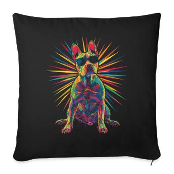 American Bull Terrier Dog Sunglasses Pop Art - Sofa pillowcase 17,3'' x 17,3'' (45 x 45 cm) - black - Front