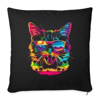 American Shorthair Dog Sunglasses Pop Art - Sofa pillowcase 17,3'' x 17,3'' (45 x 45 cm) - black - Front