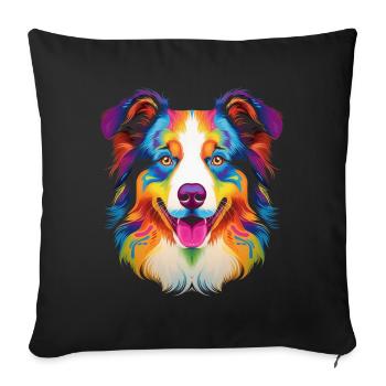 Australian Shepherd Dog Pop Art - Sofa pillowcase 17,3'' x 17,3'' (45 x 45 cm) - black - Front