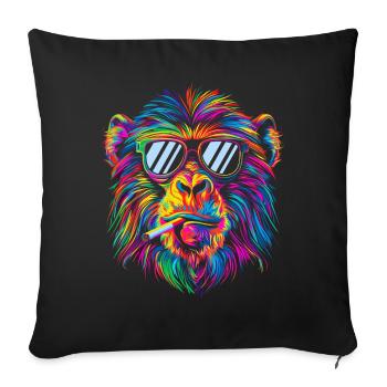 Baboon Monkey Sunglasses Smoking Cigarette Pop Art - Sofa pillowcase 17,3'' x 17,3'' (45 x 45 cm) - black - Front