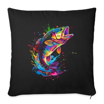 Bass Fishing Bass Fish Fisherman Pop Art - Sofa pillowcase 17,3'' x 17,3'' (45 x 45 cm) - black - Front