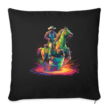 Barrel Racer Barrel Race Rodeo Pop Art - Sofa pillowcase 17,3'' x 17,3'' (45 x 45 cm) - black - Front