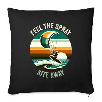 Kitesurf Sentez le cerf-volant de pulvérisation - Housse de coussin décorative 45 x 45 cm - noir - Devant