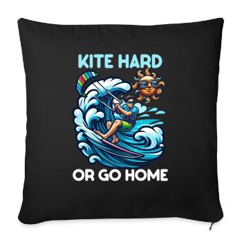 Kitesurf Kite fort ou rentrez chez vous - Housse de coussin décorative 45 x 45 cm - noir - Devant