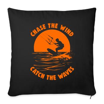 Kitesurfing Chase the wind catch the waves - Sofa pillowcase 17,3'' x 17,3'' (45 x 45 cm) - black - Front
