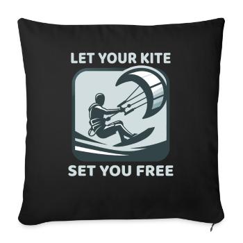 Kitesurf Laissez votre cerf-volant vous libérer Kitesurfeur - Housse de coussin décorative 45 x 45 cm - noir - Devant