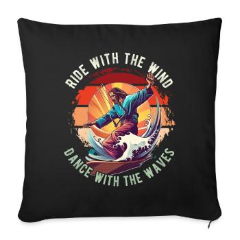 Kitesurfing Ride with the wind Kitesurfer Jesus - Sofa pillowcase 17,3'' x 17,3'' (45 x 45 cm) - black - Front