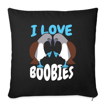 I Love Boobies Blue-footed Booby Bird - Sofa pillowcase 17,3'' x 17,3'' (45 x 45 cm) - black - Front