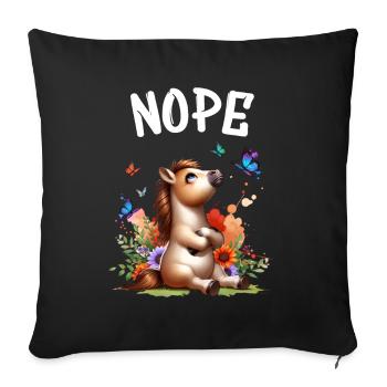 Cheval Drôle Dicton Non pour les amoureux des chevaux - Housse de coussin décorative 45 x 45 cm - noir - Devant