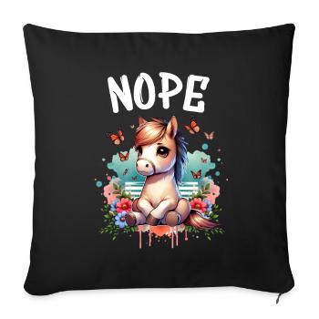 Cheval Drôle Dicton Non pour les amoureux des chevaux - Housse de coussin décorative 45 x 45 cm - noir - Devant