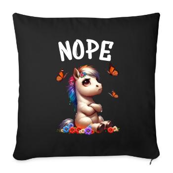 Cheval Drôle Dicton Non pour les amoureux des chevaux - Housse de coussin décorative 45 x 45 cm - noir - Devant