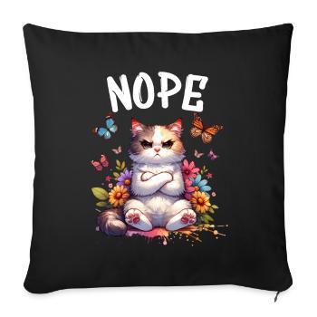 Cat Funny Saying Nope for Cat Lovers - Sofa pillowcase 17,3'' x 17,3'' (45 x 45 cm) - black - Front