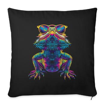 Bearded Dragon Lizard Reptile Sunglasses Pop Art - Sofa pillowcase 17,3'' x 17,3'' (45 x 45 cm) - black - Front