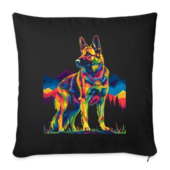 Belgischer Malinois Hund Bergwald Pop Art - Sofakissenbezug 45 x 45 cm - Schwarz - Vorne