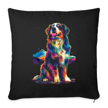 Bernese Mountain Dog Forest Pop Art - Sofa pillowcase 17,3'' x 17,3'' (45 x 45 cm) - black - Front