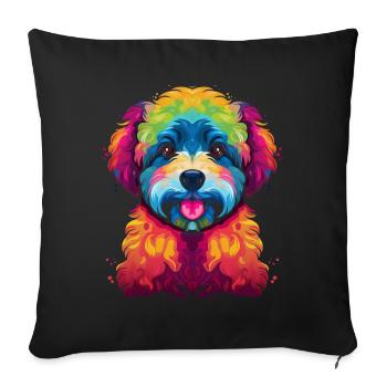Bichon frisé Chien Pop Art - Housse de coussin décorative 45 x 45 cm - noir - Devant