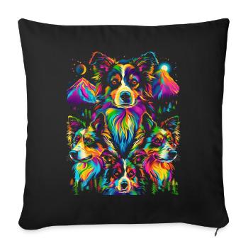 Border Collies Hund Bergwald Pop Art - Sofakissenbezug 45 x 45 cm - Schwarz - Vorne