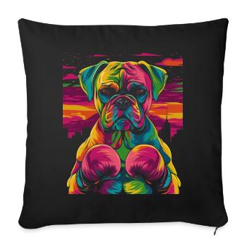 Boxer Boxing Bulldog Dog Pop Art - Sofa pillowcase 17,3'' x 17,3'' (45 x 45 cm) - black - Front
