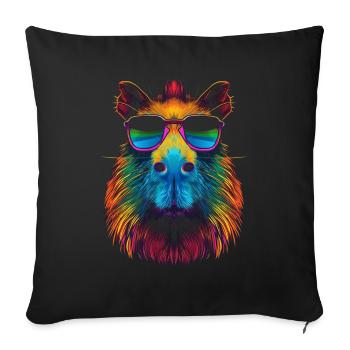 Capybara Capibara Sonnenbrille Pop Art - Sofakissenbezug 45 x 45 cm - Schwarz - Vorne