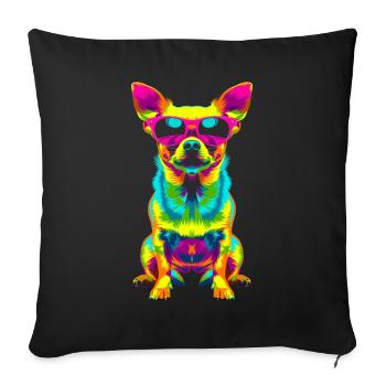 Chihuahua Dog Sunglasses Pop Art - Sofa pillowcase 17,3'' x 17,3'' (45 x 45 cm) - black - Front