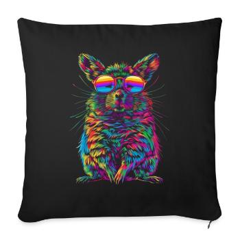 Chinchilla Chinchillas Sunglasses Pop Art - Sofa pillowcase 17,3'' x 17,3'' (45 x 45 cm) - black - Front